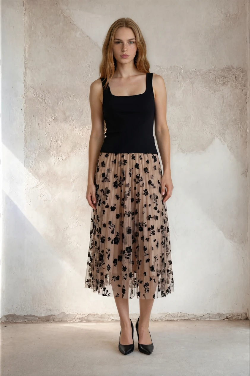 Saia Midi Tule Feminina