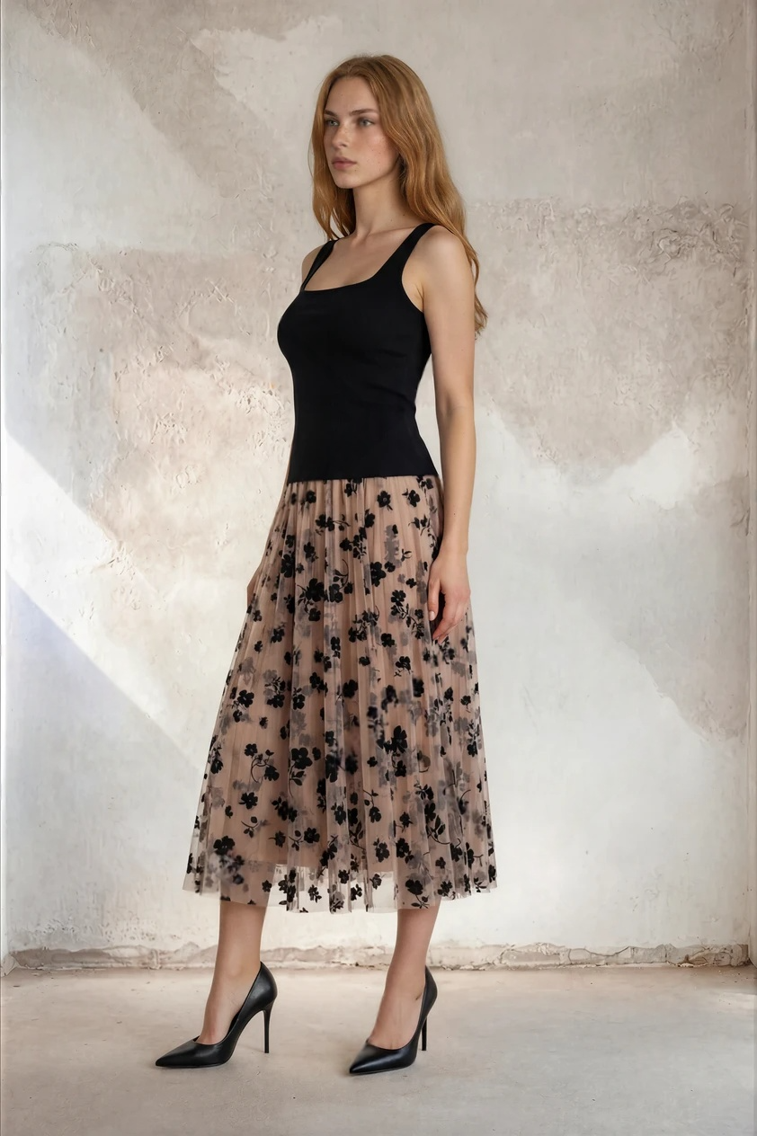 Saia Midi Tule Feminina