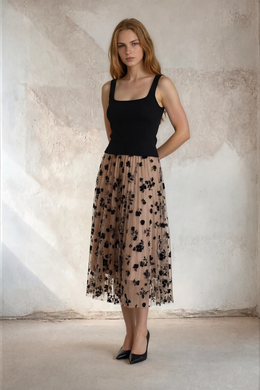 Saia Midi Tule Feminina