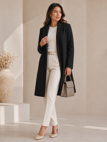 Blazer Sobretudo Feminino Vintage Europeu