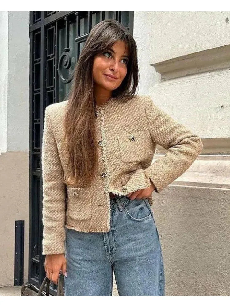 Jaqueta de Lã Tweed Feminina