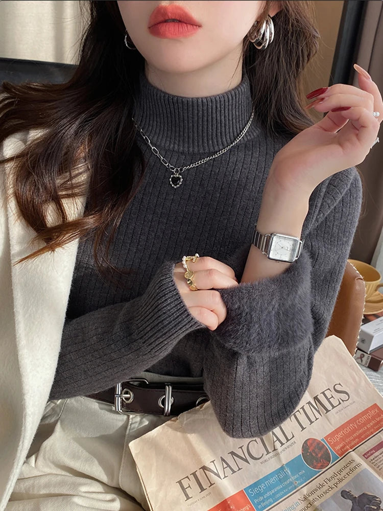 Camisa de Lã Gola Alta