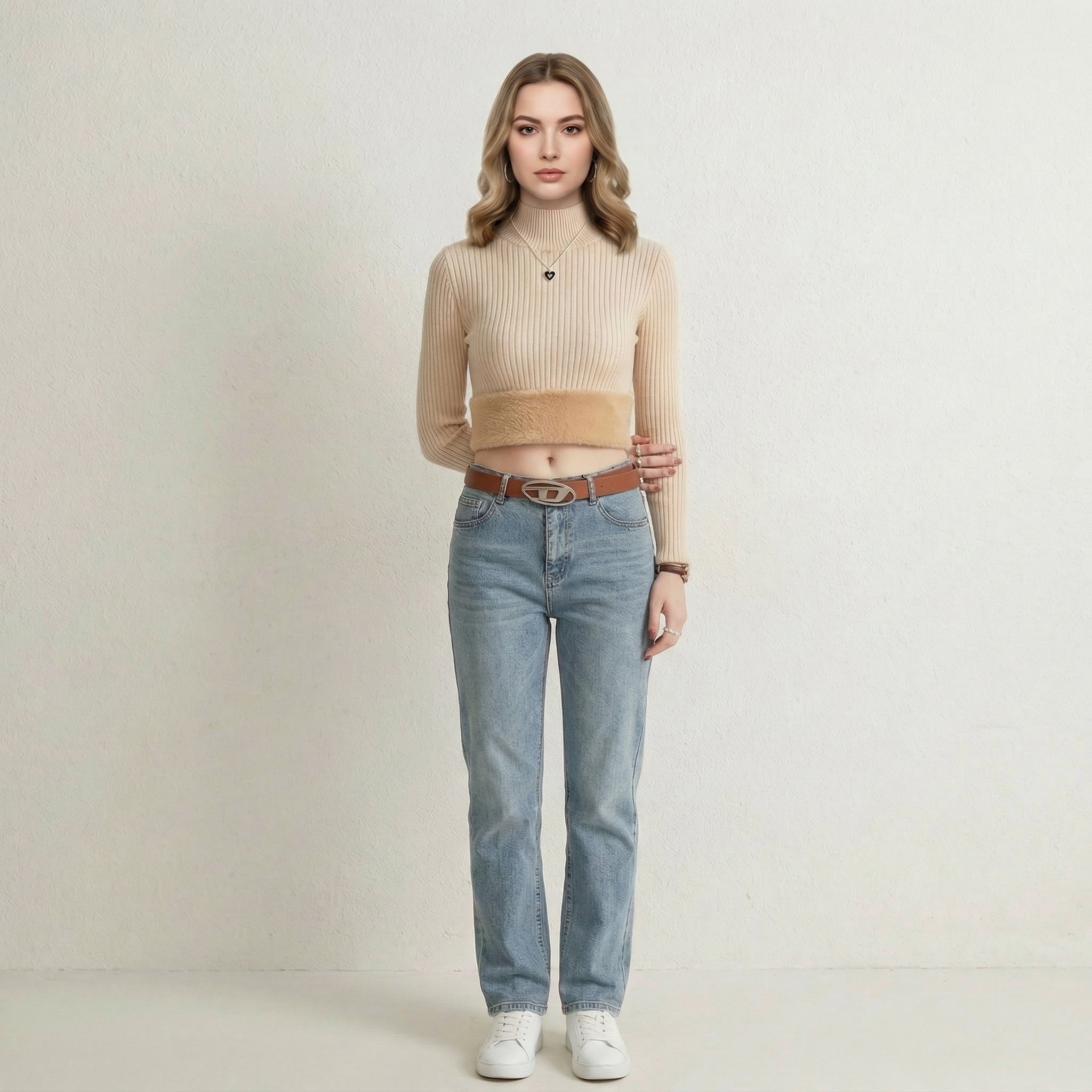 Camisa de Lã Gola Alta