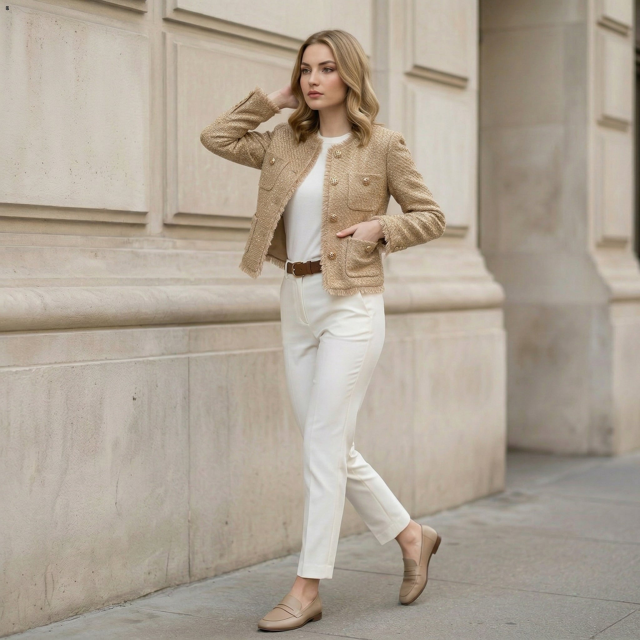 Jaqueta de Lã Tweed Feminina