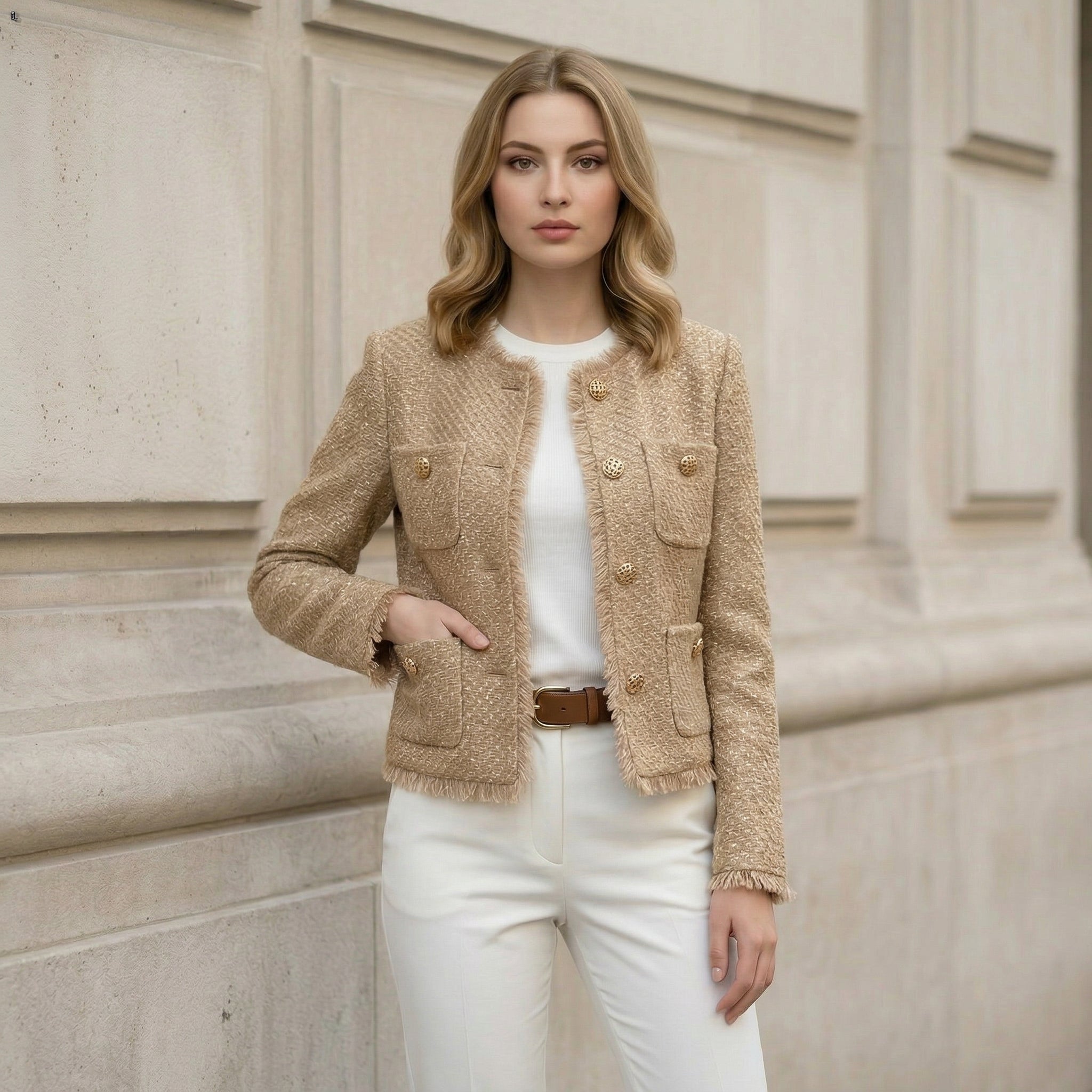 Jaqueta de Lã Tweed Feminina