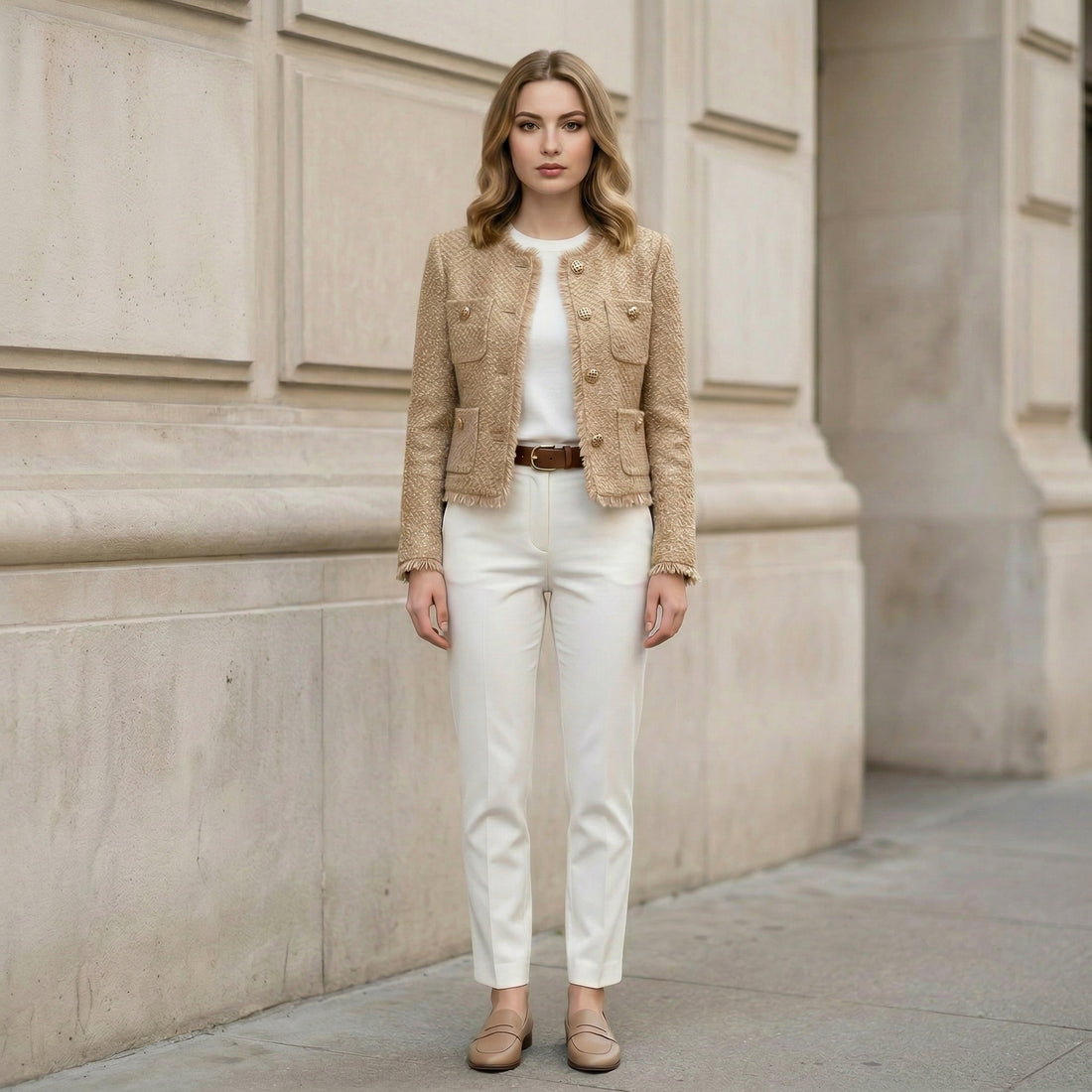 Jaqueta de Lã Tweed Feminina