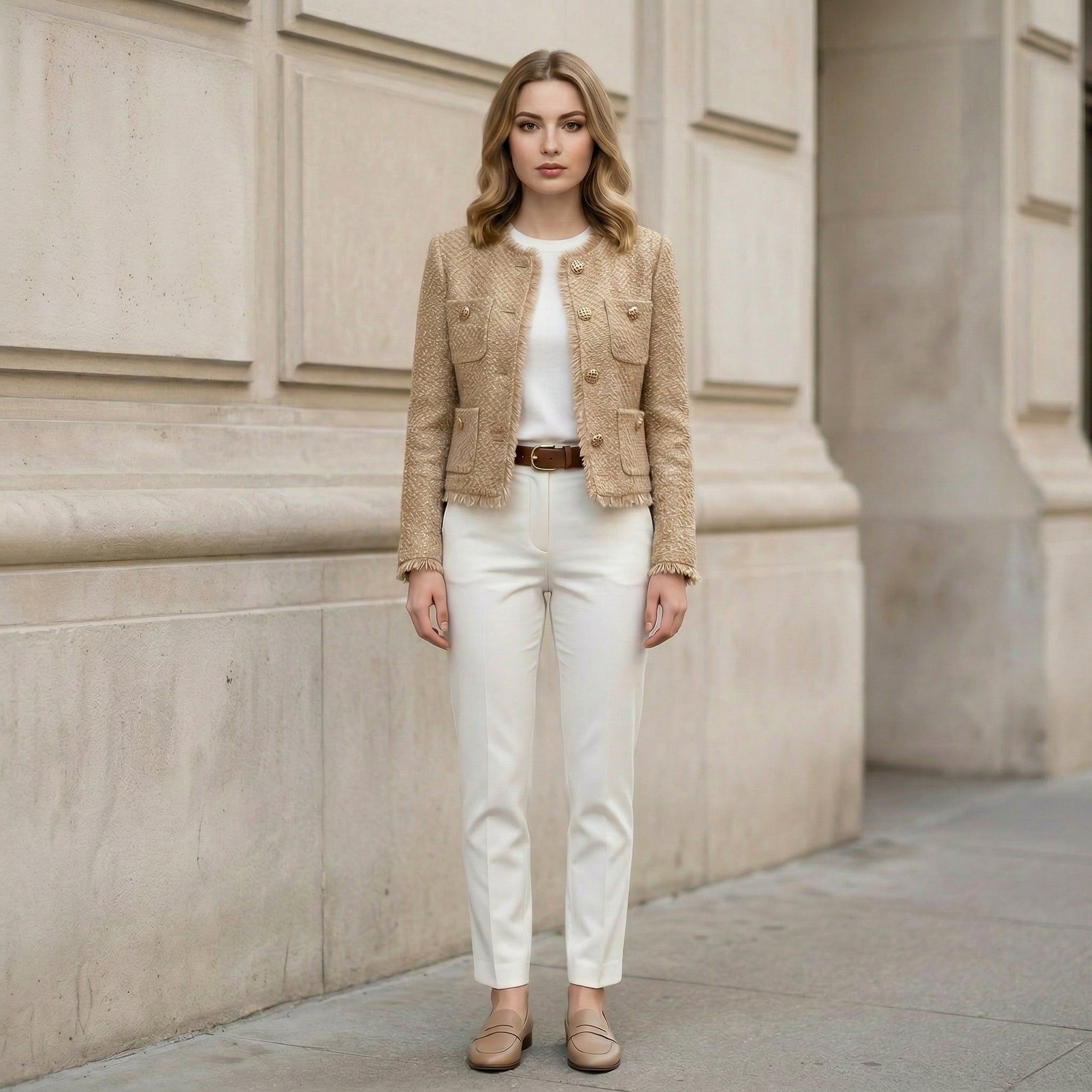 Jaqueta de Lã Tweed Feminina